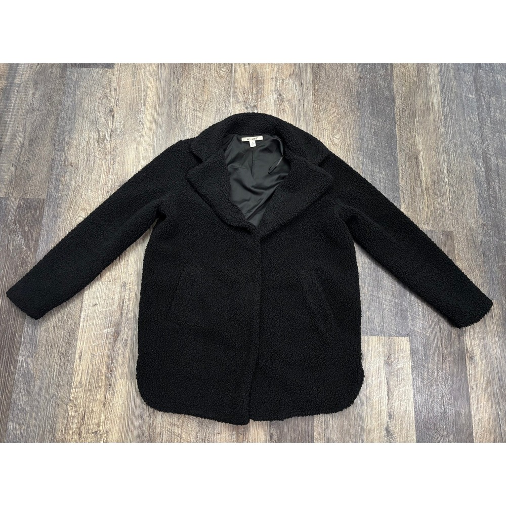 Mi Ami Black Teddy Coat Faux Shearling Sherpa Jacket Small JKJR-000114FR-B